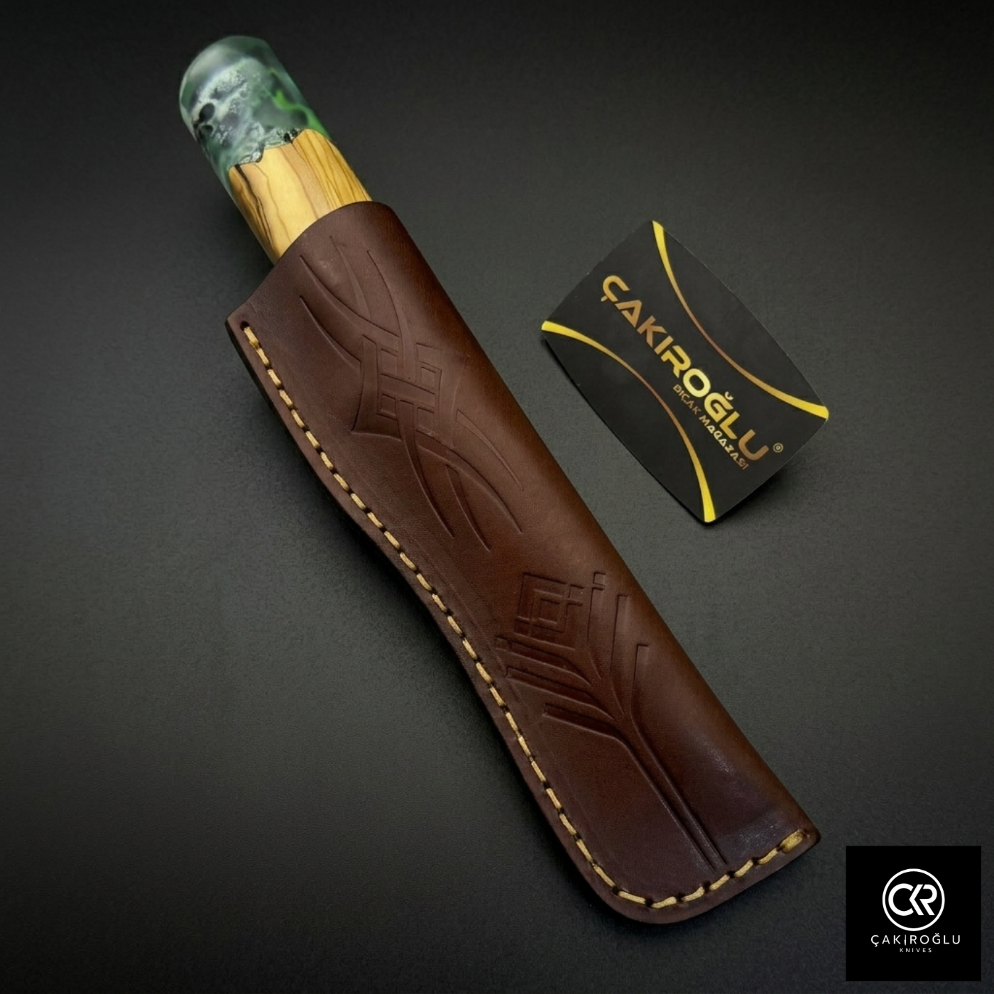 Handcrafted Damascus Steel Custom Pukko Knife - Epoxy Hybrid Handle