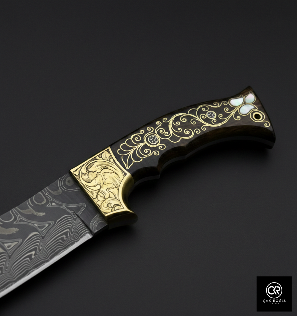 Limited Collector’s Edition Damascus Knife with Gold Engraving