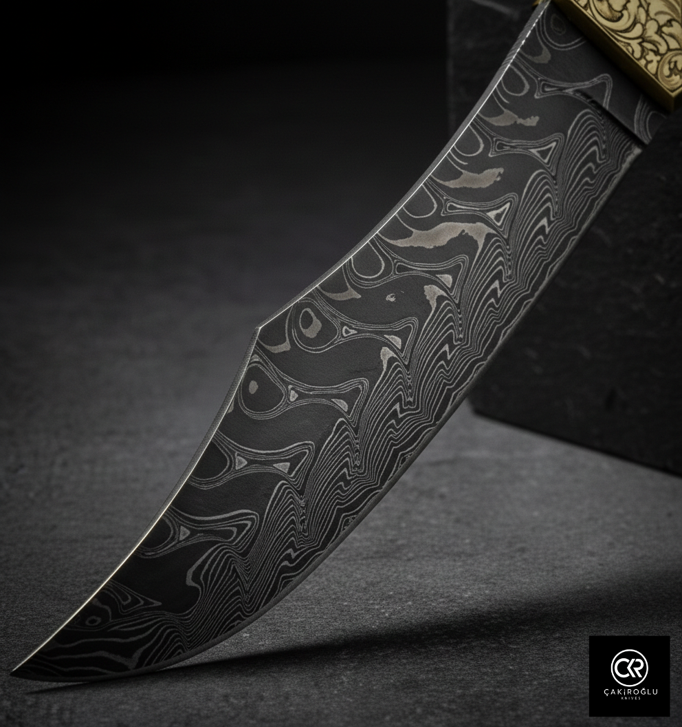 Limited Collector’s Edition Damascus Knife with Gold Engraving