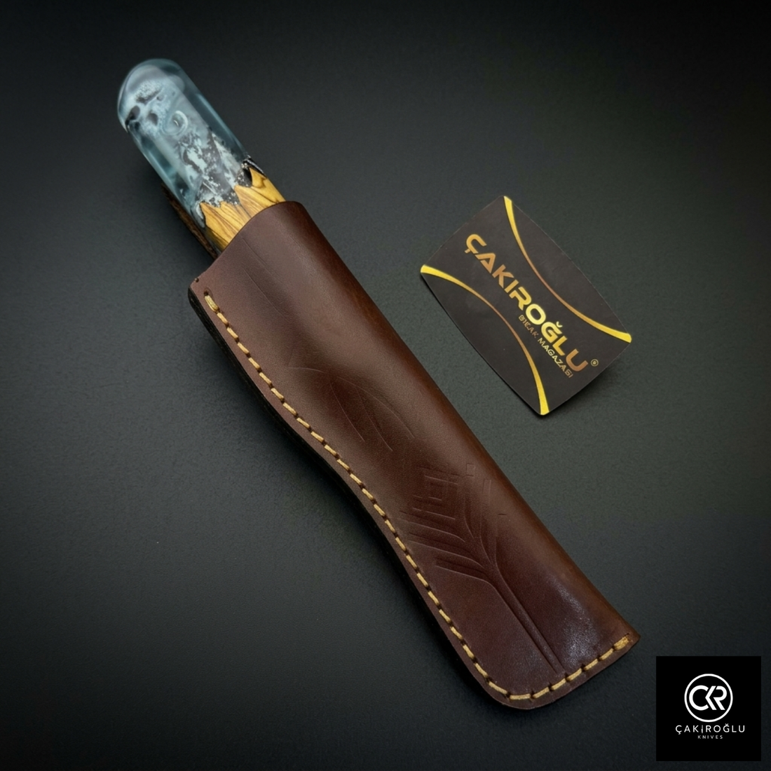 Handcrafted Damascus Steel Custom Pukko Knife - Epoxy Hybrid Handle