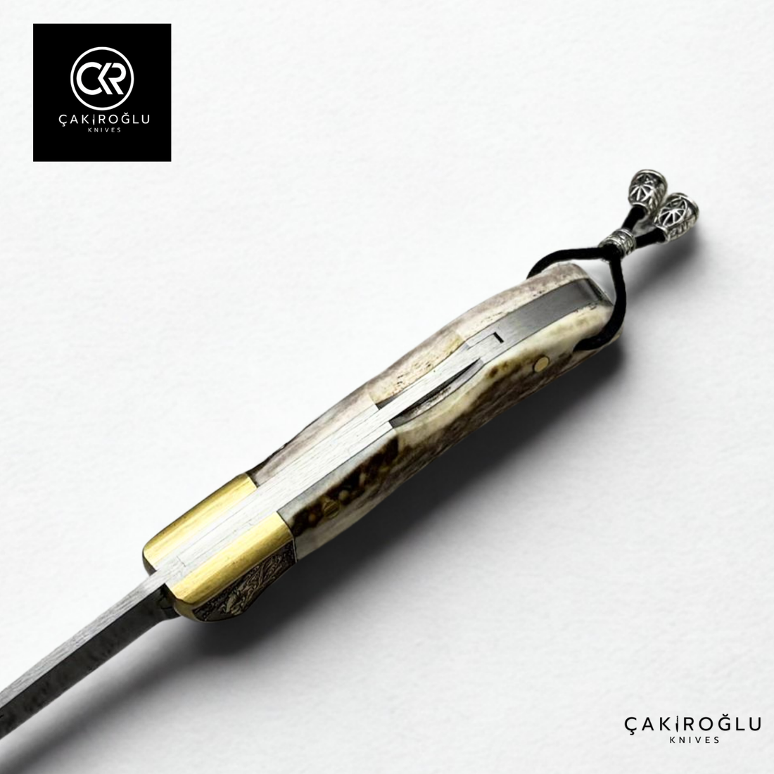 Showy Elite Medium Size Handcrafted Custom-made Folding Knife - Damascus Steel & Engraved Apron