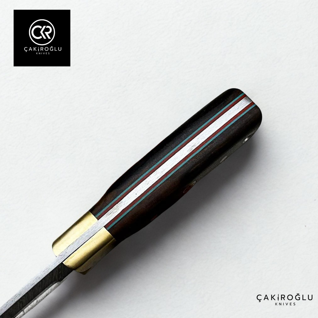 Handcrafted Custom-made Damascus Steel Hunting Knife with Brass Apron