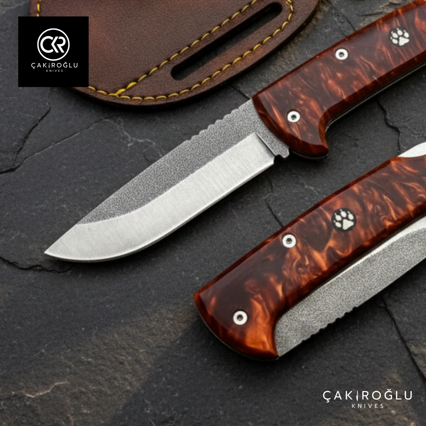 Göxon Altay - Epoxy Amber Handle Handcrafted Knife