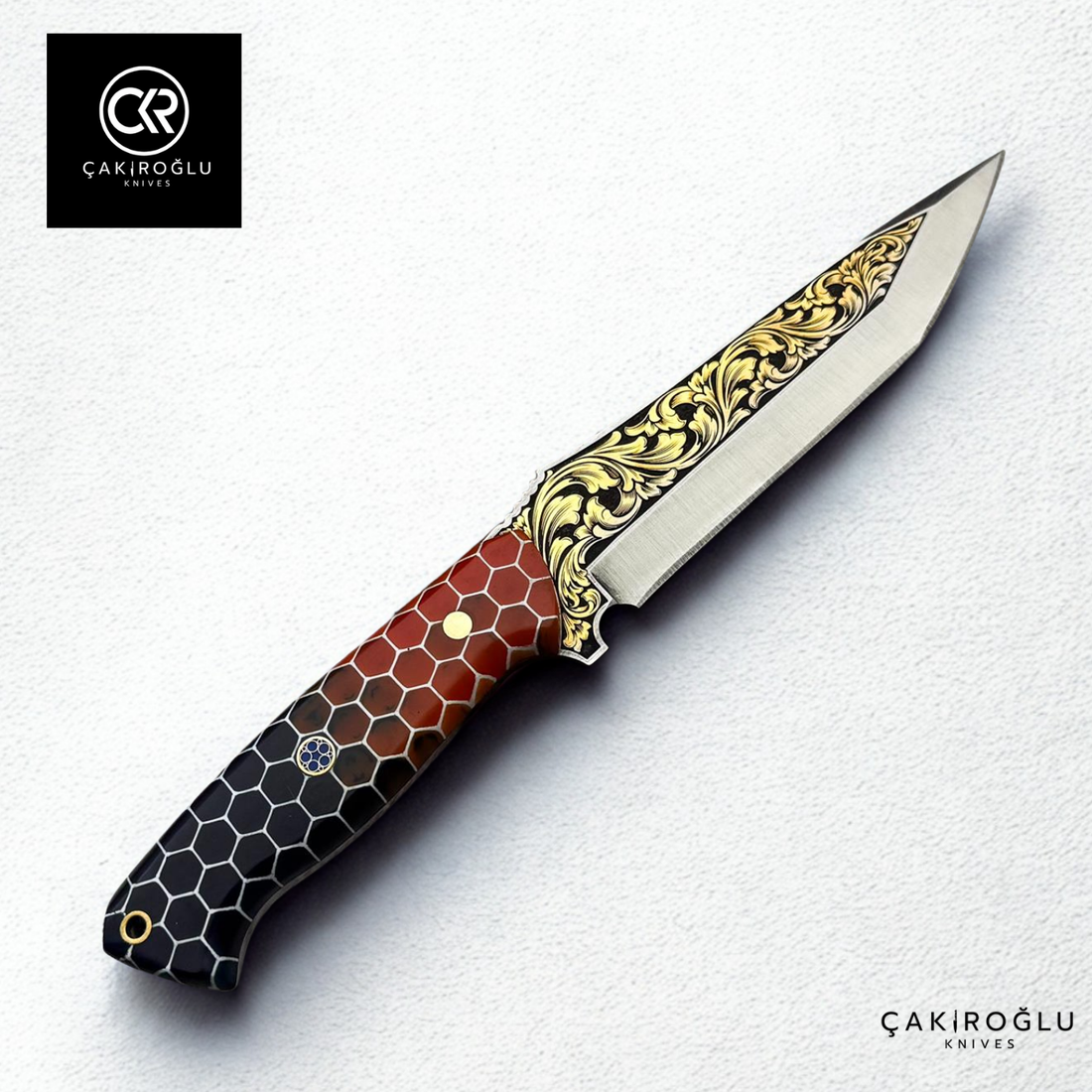 Aurum Hive V2 - Limited Collector’s Edition N690 Knife with Gold Engraving & Epoxy Hive Handle