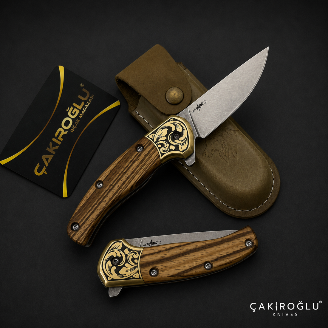 Handmade Custom Pocket Folding Knife with Sheath