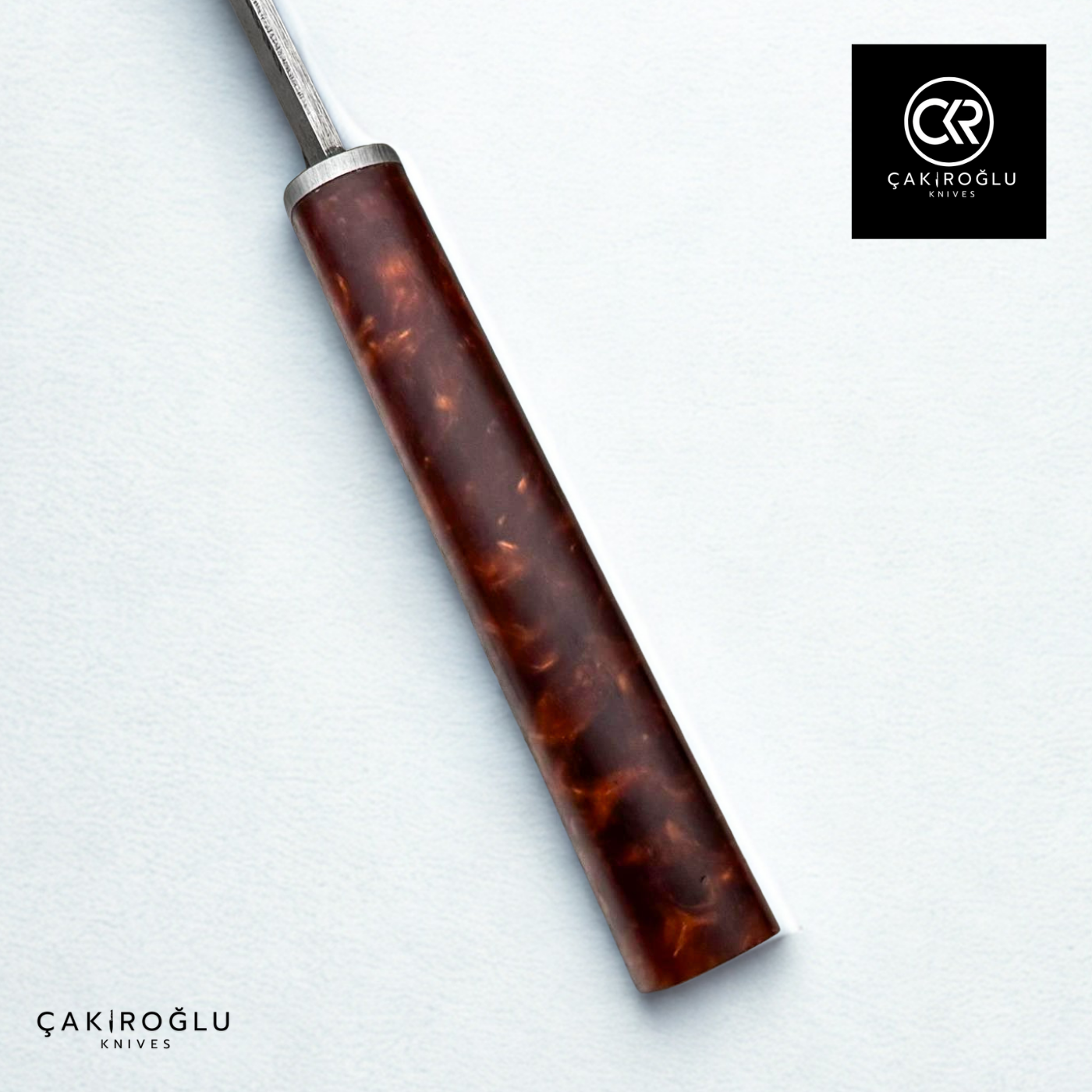 Santoku Model Handcrafted Chef Knife - N690 Böhler Steel & Epoxy Amber Handle