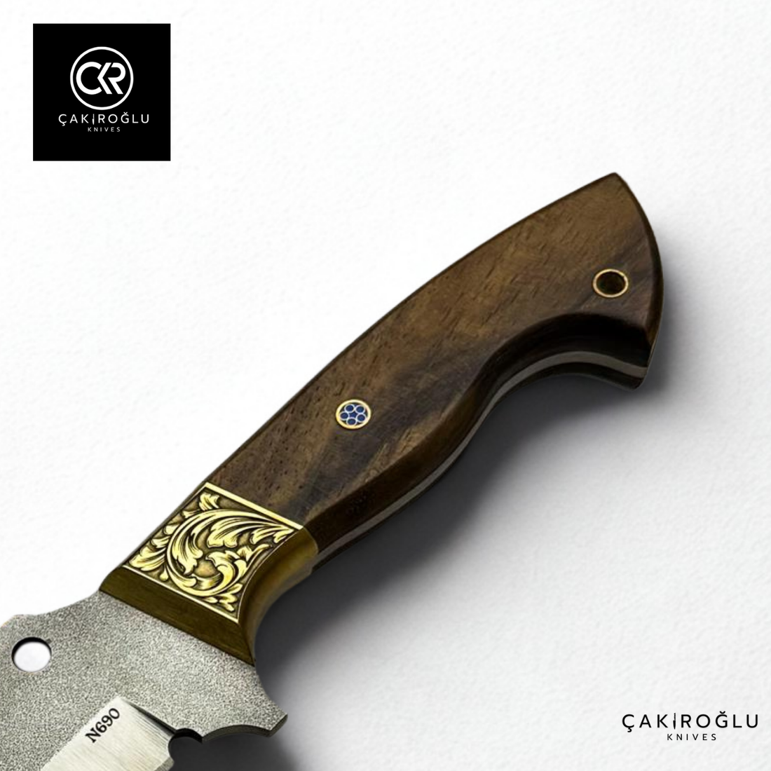 Handcrafted Special Hunt/Camping Knife - Böhler N690 Steel & Engraved Brass Apron