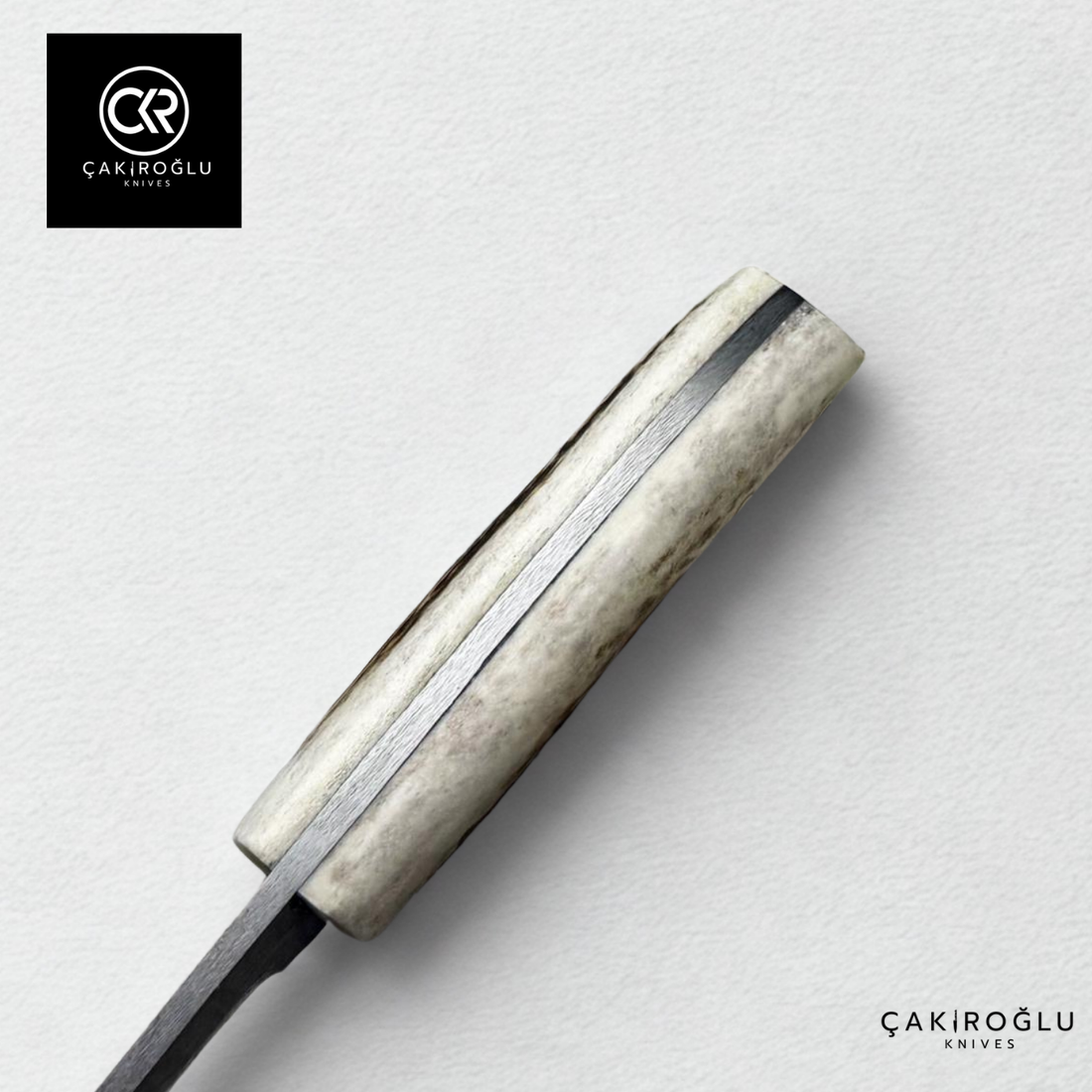 Handcrafted Custom-made Damascus Steel & Deer Antler Handle Hunting Knife