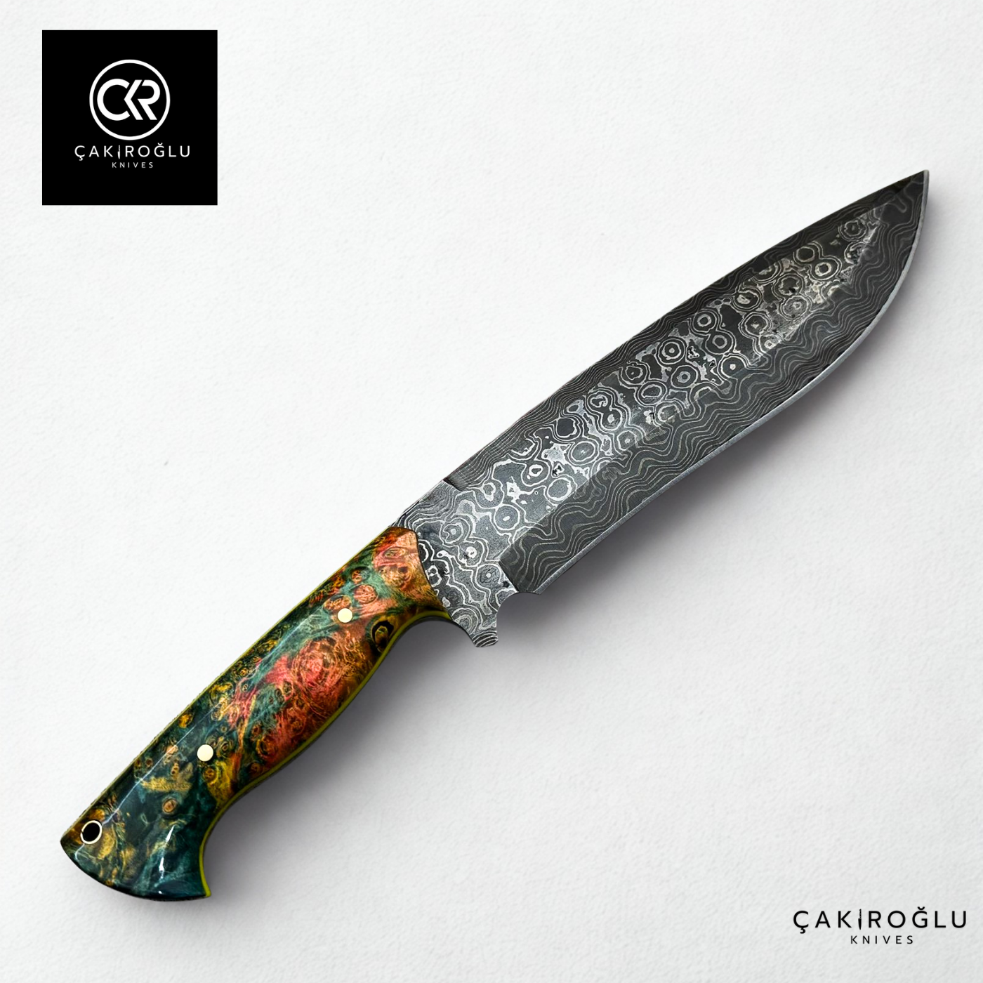 Çakıroğlu Damascus Machete - Handcrafted Exclusive Knife with Stabilized Handle