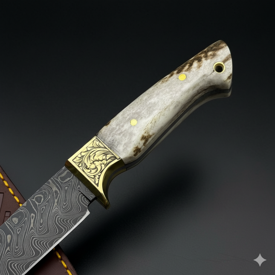 Collector's Edition - Handcrafted Custom-made Damascus Steel Hunting Knife with Magnesium Bar