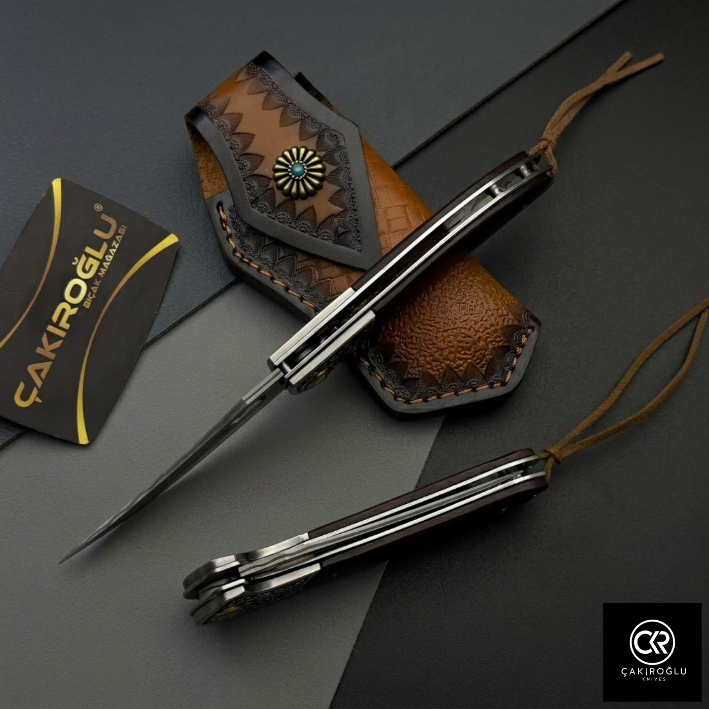 Damascus Steel Folding Knife with Cocobolo Handle