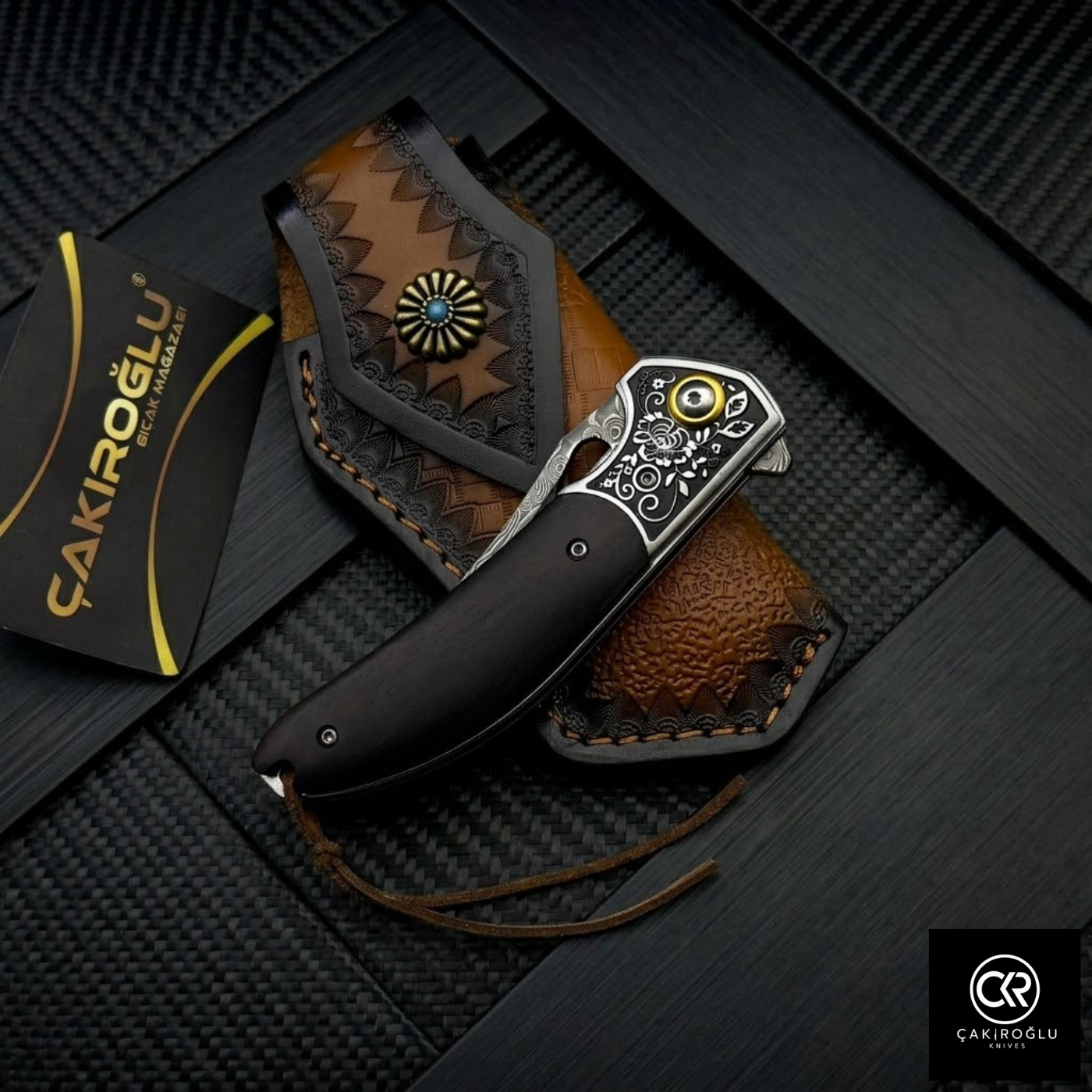 Damascus Steel Folding Knife with Cocobolo Handle