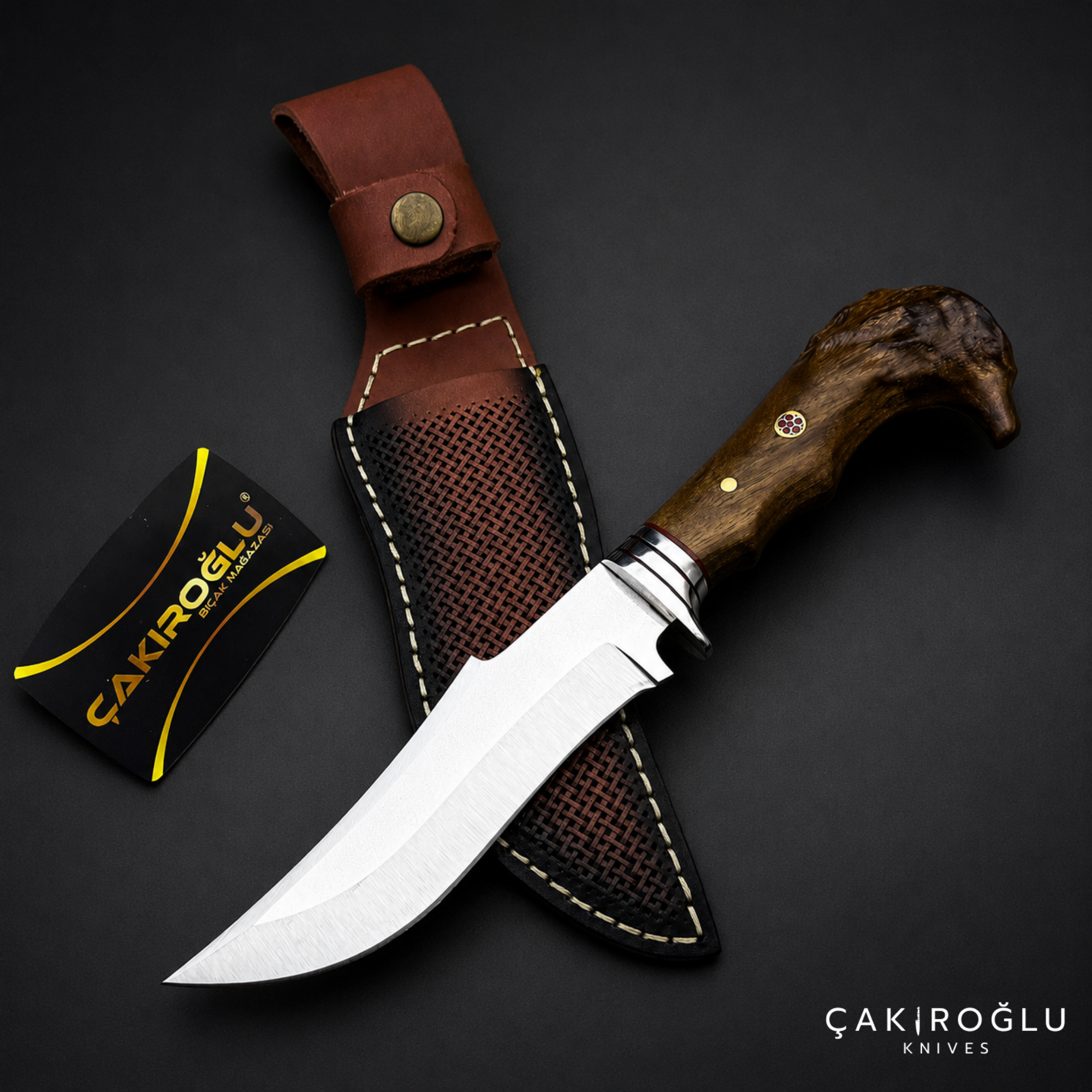 Eagle Head Custom Handmade Hunting Knife with Sheath, 4116 Stainless Steel