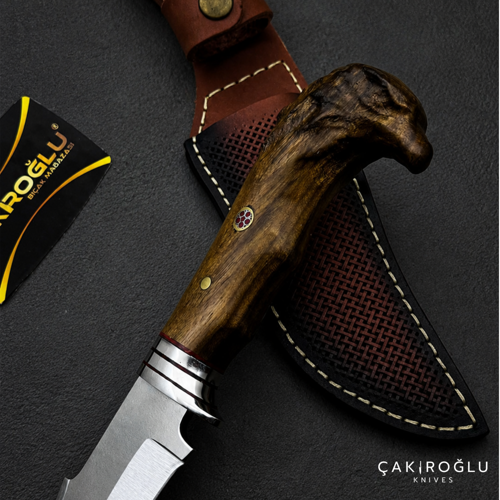Eagle Head Custom Handmade Hunting Knife with Sheath, 4116 Stainless Steel