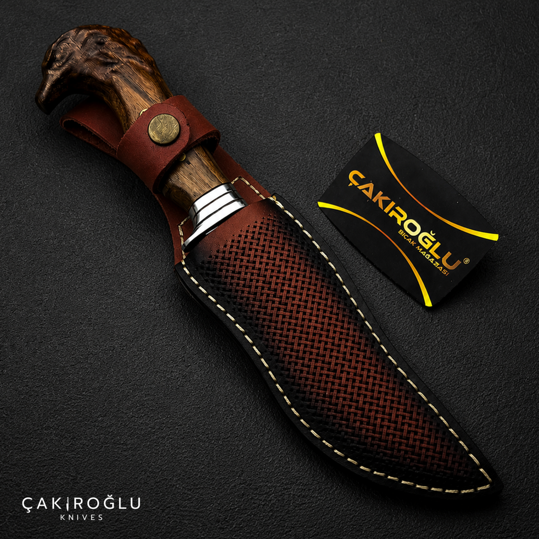 Eagle Head Custom Handmade Hunting Knife with Sheath, 4116 Stainless Steel