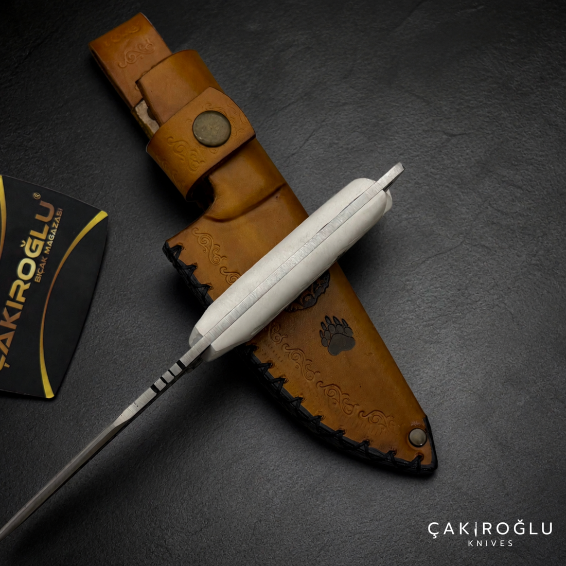 Custom Handmade Engraved N690 Hunting Knife with Sheath