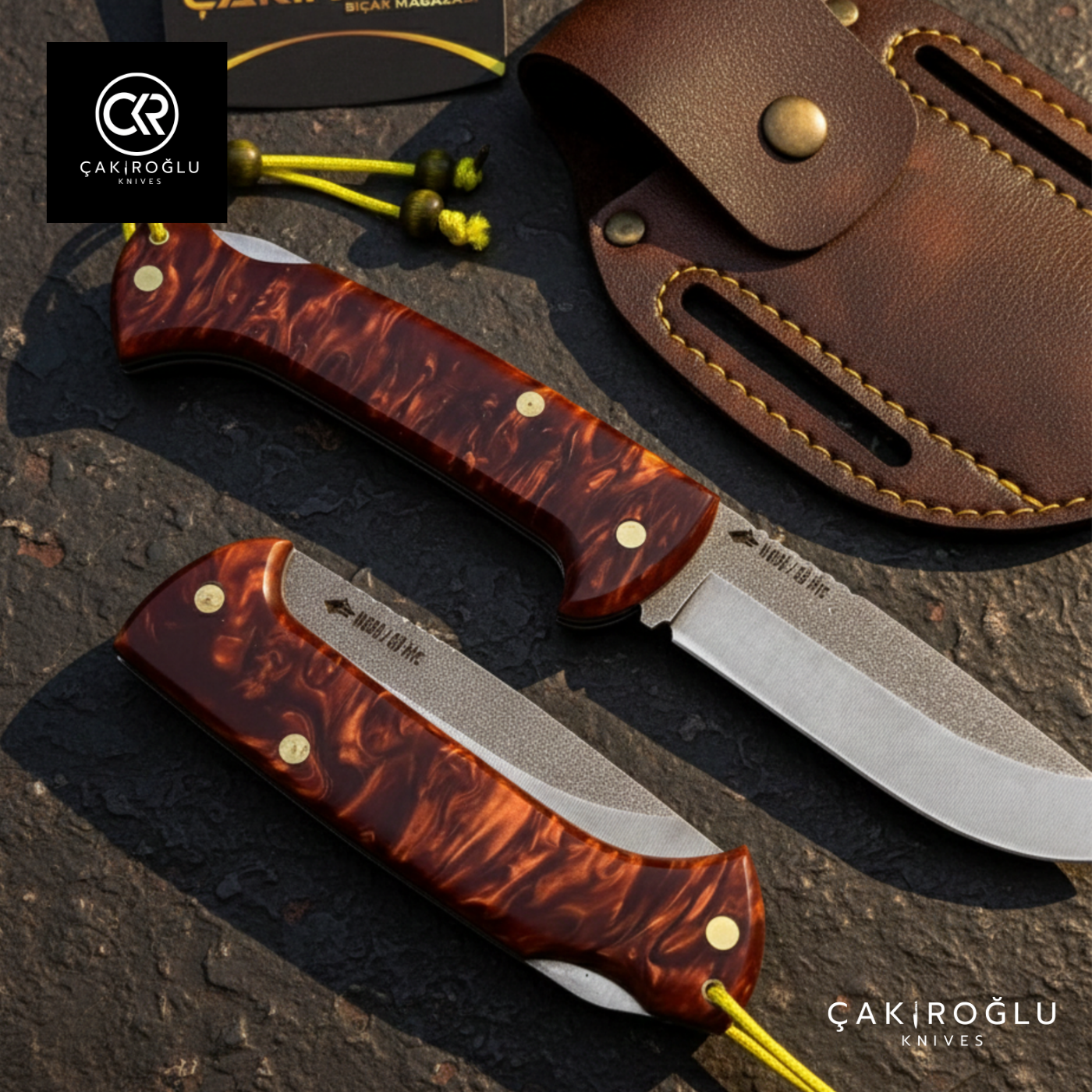 Göxon Altay - Epoxy Amber Handle Handcrafted Knife