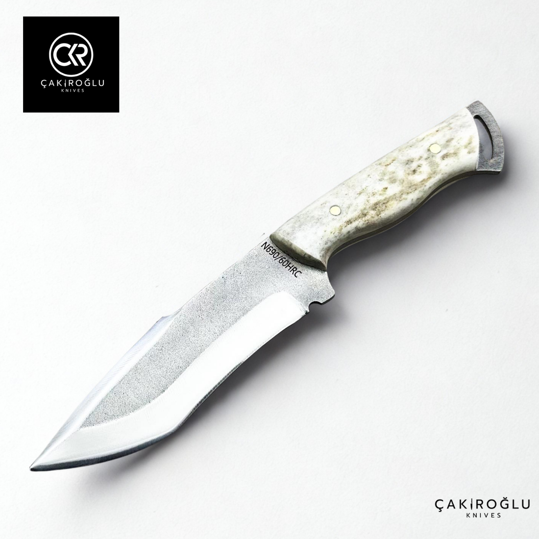 Handcrafted Custom Hunting Knife - N690 Böhler Steel & Deer Antler Handle