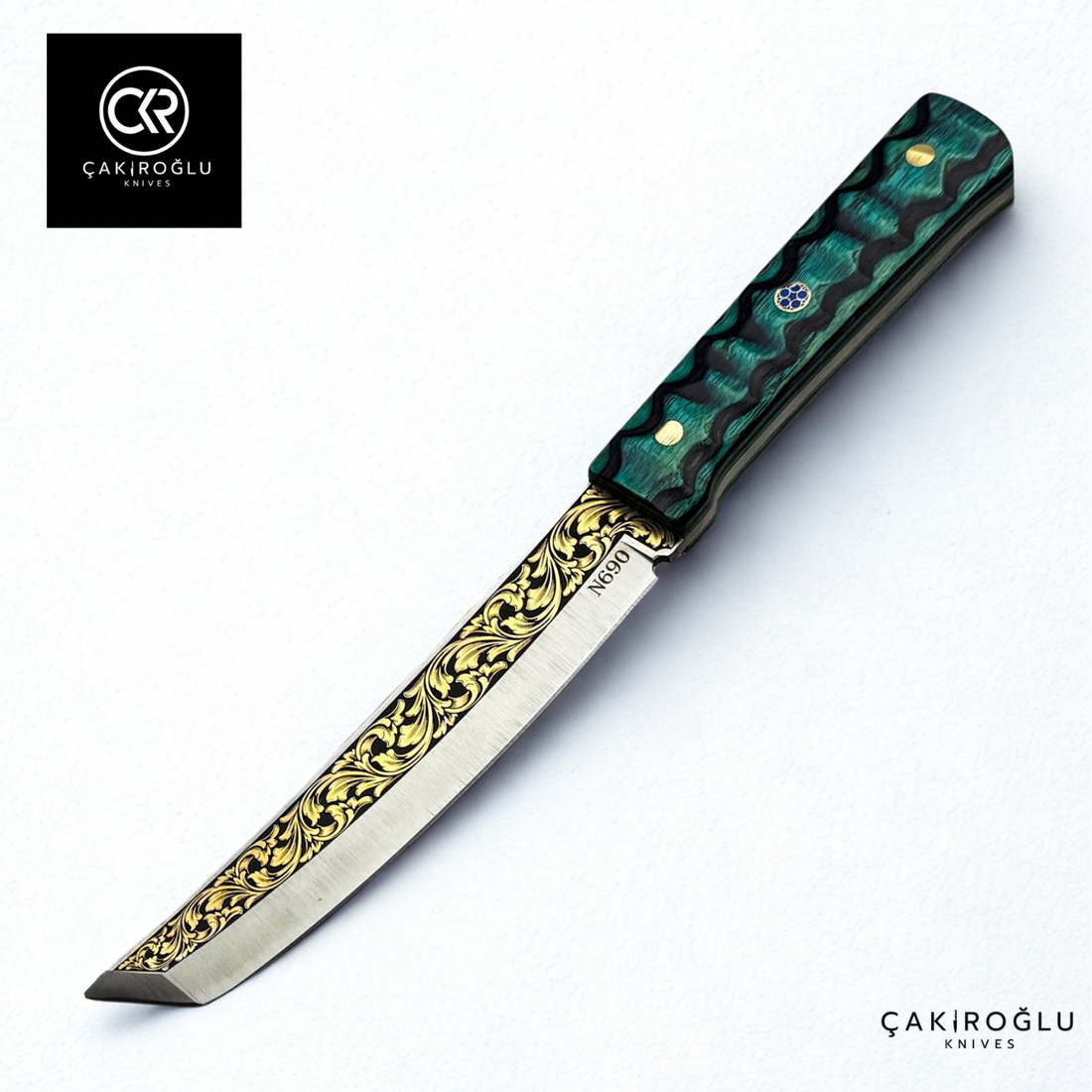 Seiryu Tanto - Limited Collector’s Edition N690 Knife with Gold Engraving & Lamine Handle
