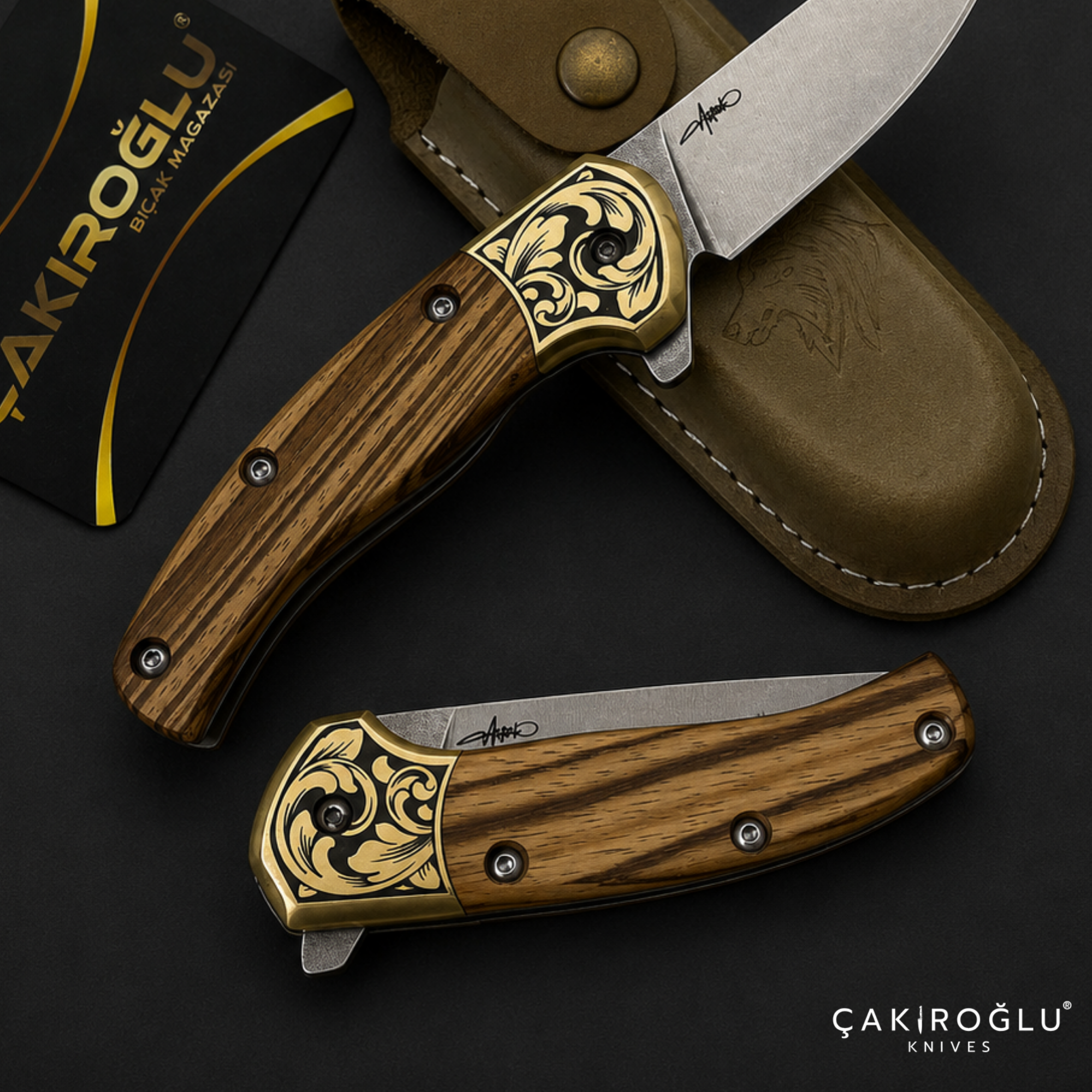 Handmade Custom Pocket Folding Knife with Sheath