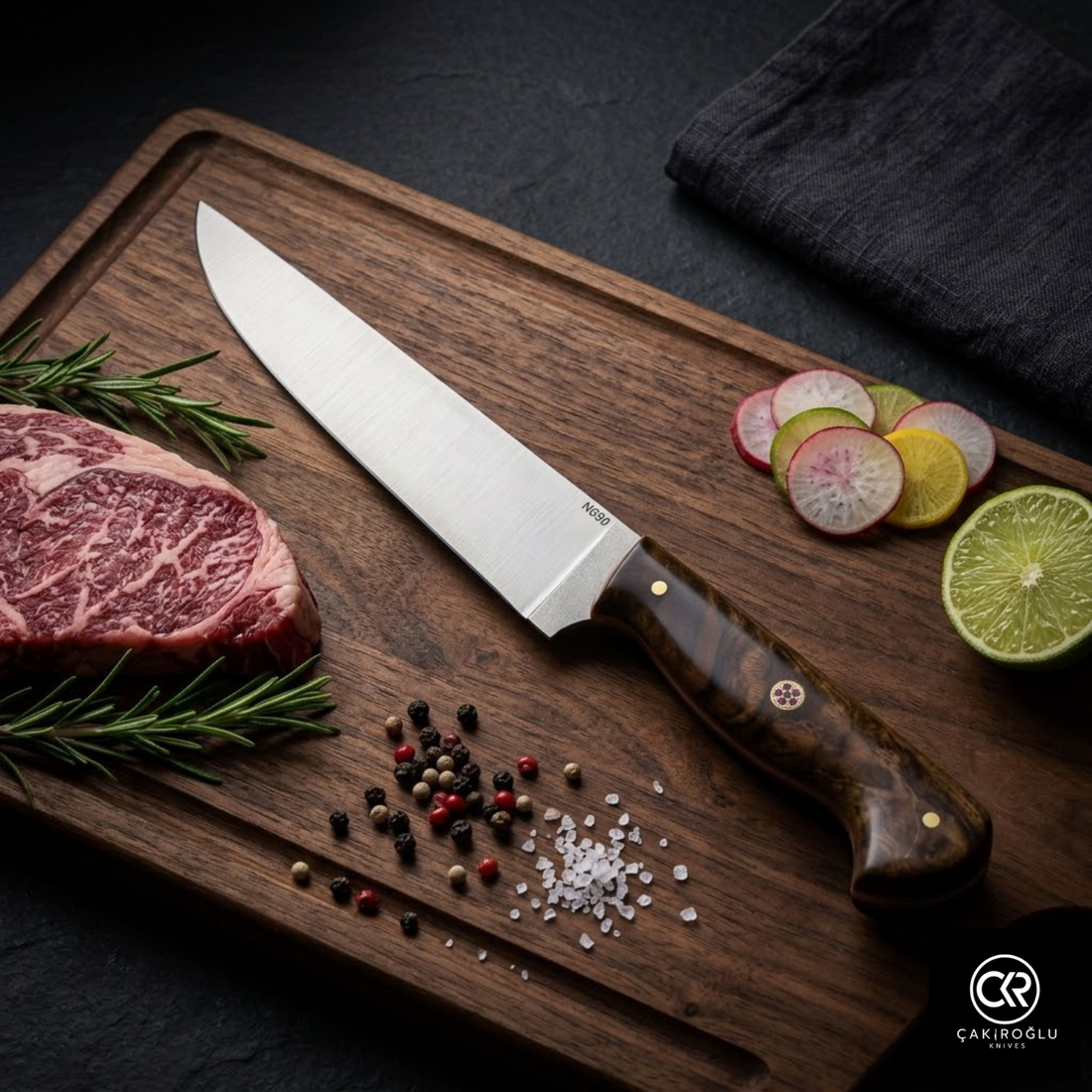 Çakıroğlu Cutting Knife with Leather Case – Böhler N690 Steel