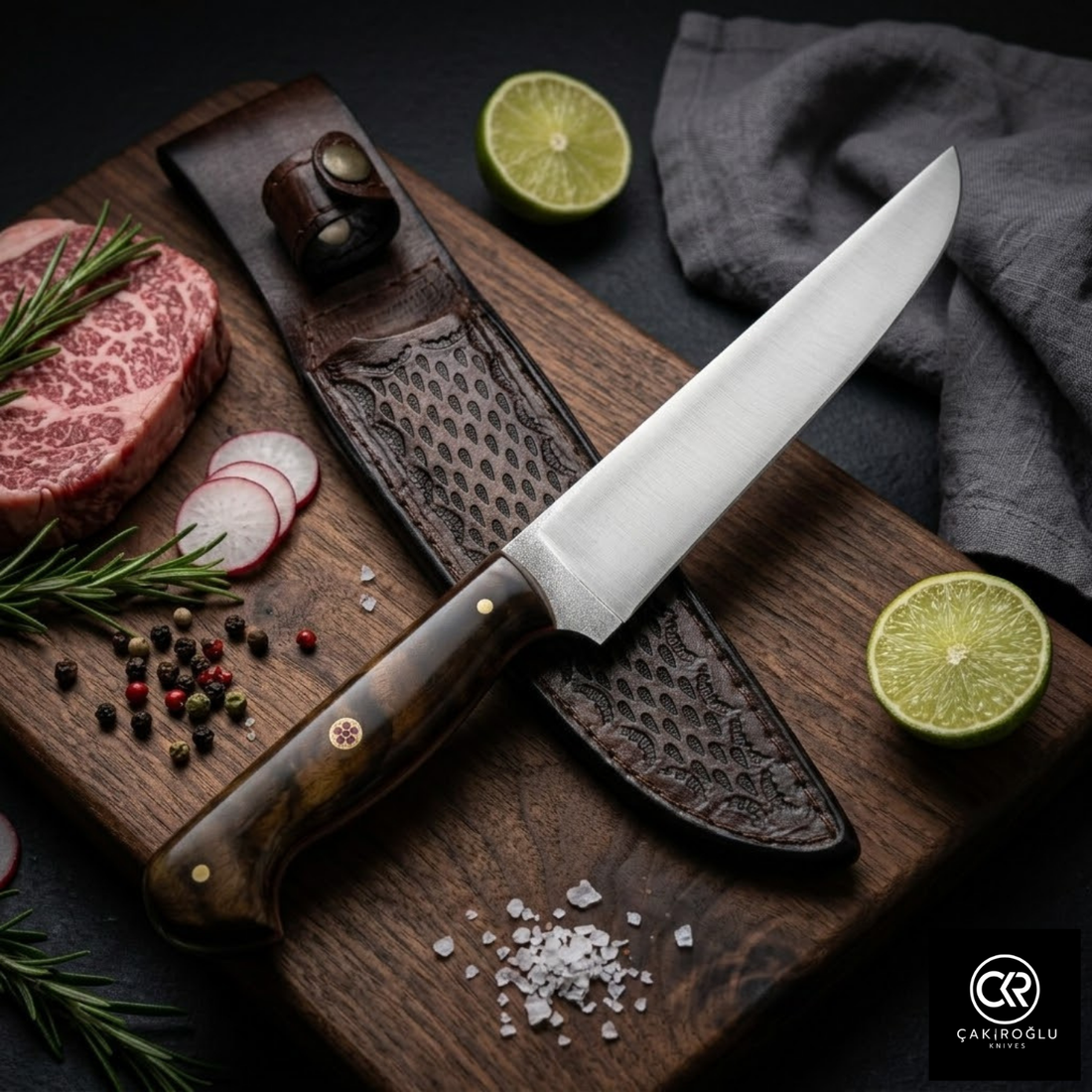 Çakıroğlu Cutting Knife with Leather Case – Böhler N690 Steel