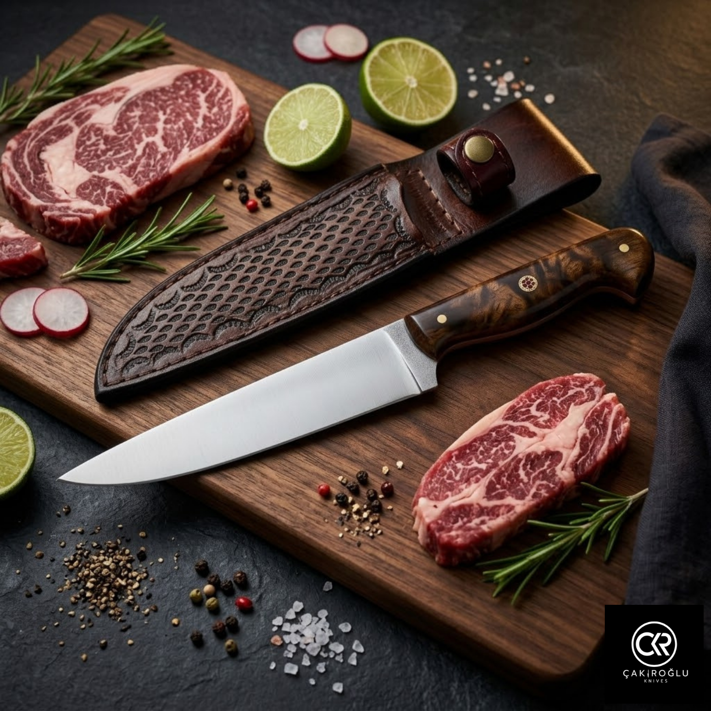 Çakıroğlu Cutting Knife with Leather Case – Böhler N690 Steel