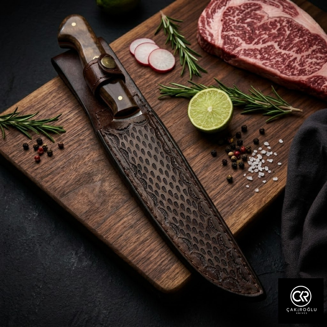 Çakıroğlu Cutting Knife with Leather Case – Böhler N690 Steel