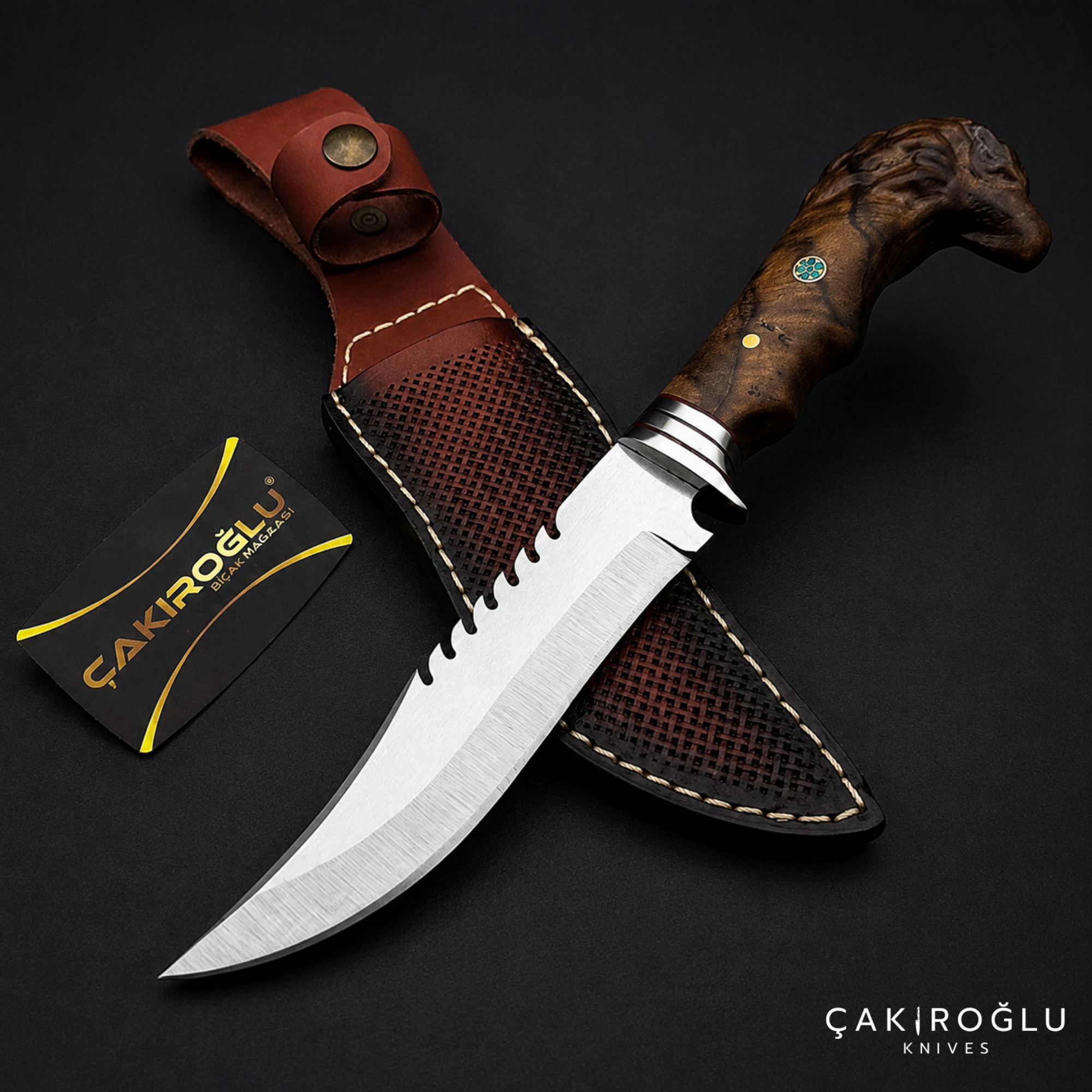 Eagle Head Custom Handmade Hunting Knife with Sheath, 4116 Stainless Steel