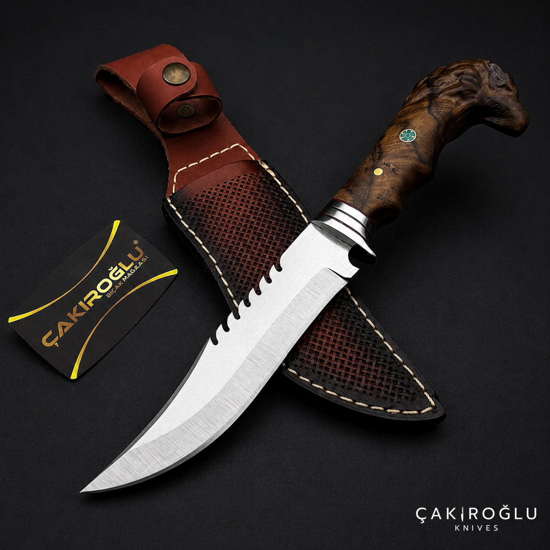 Eagle Head Custom Handmade Hunting Knife with Sheath, 4116 Stainless Steel