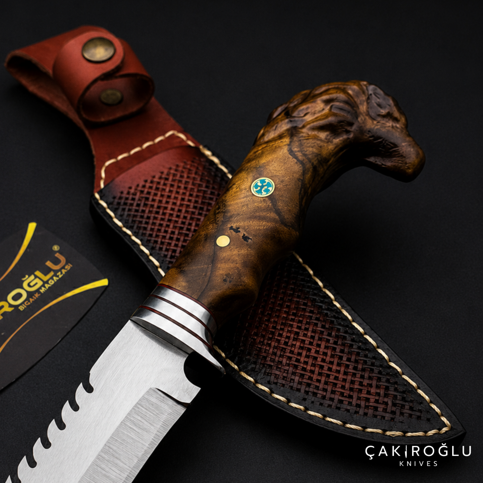 Eagle Head Custom Handmade Hunting Knife with Sheath, 4116 Stainless Steel