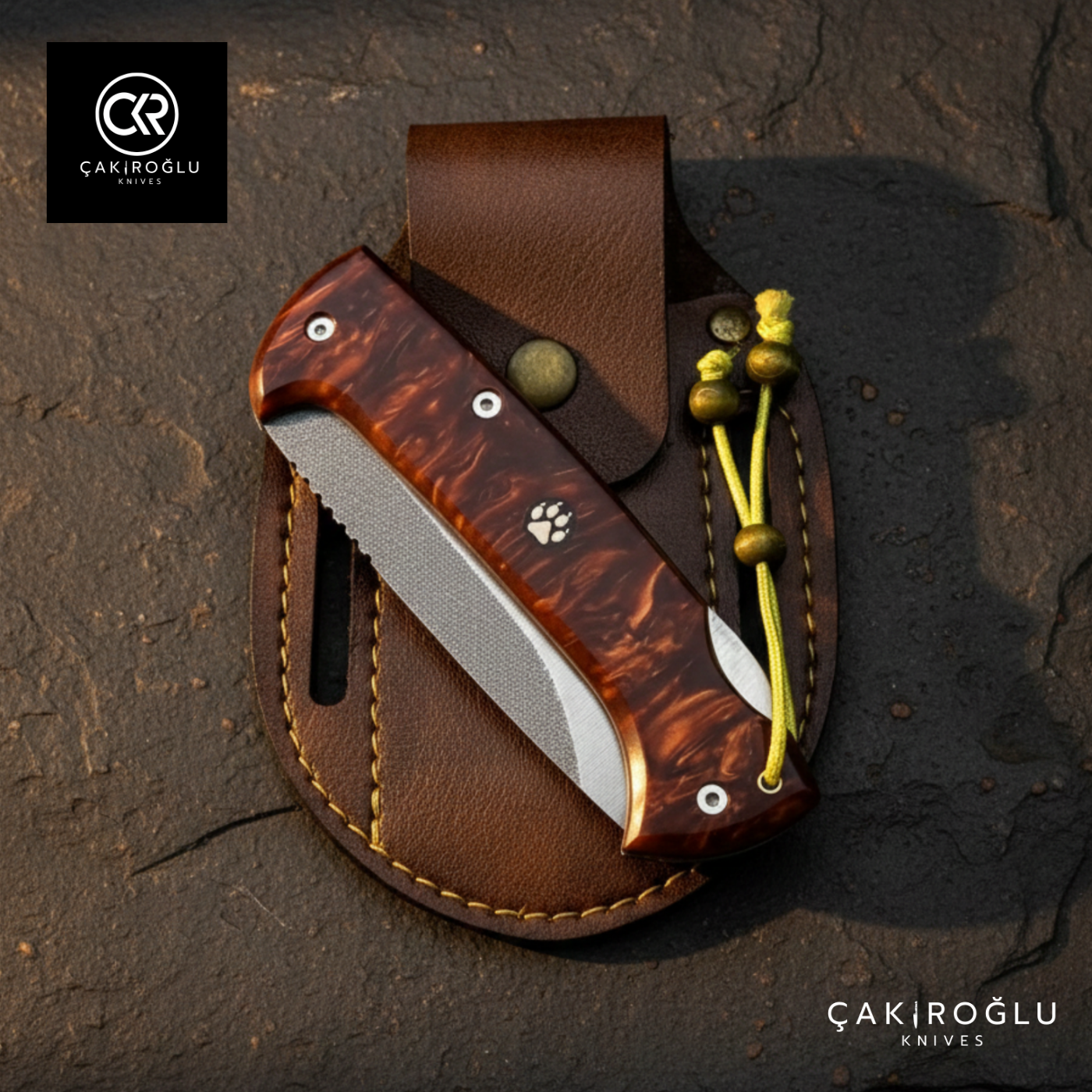 Göxon Altay - Epoxy Amber Handle Handcrafted Knife