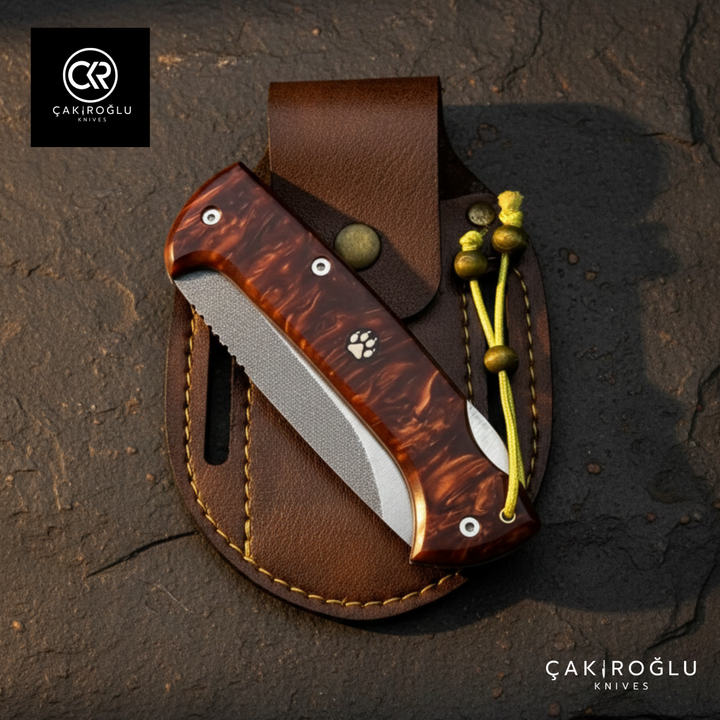 Göxon Altay - Epoxy Amber Handle Handcrafted Knife