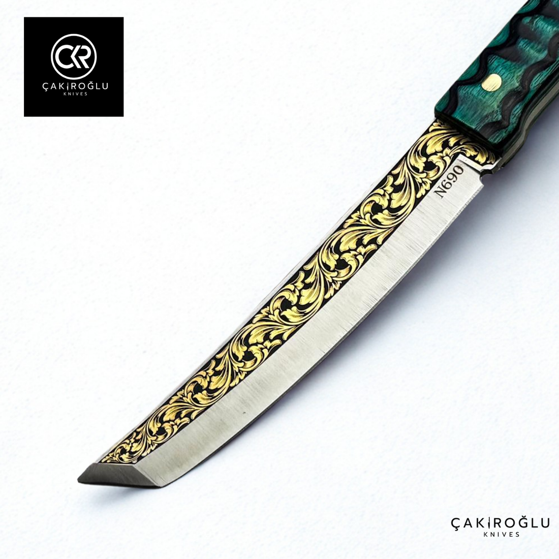 Seiryu Tanto - Limited Collector’s Edition N690 Knife with Gold Engraving & Lamine Handle