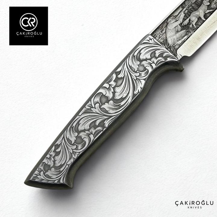 Custom-made Handcrafted 3d Engraved Collection Knife - Engraved Handle