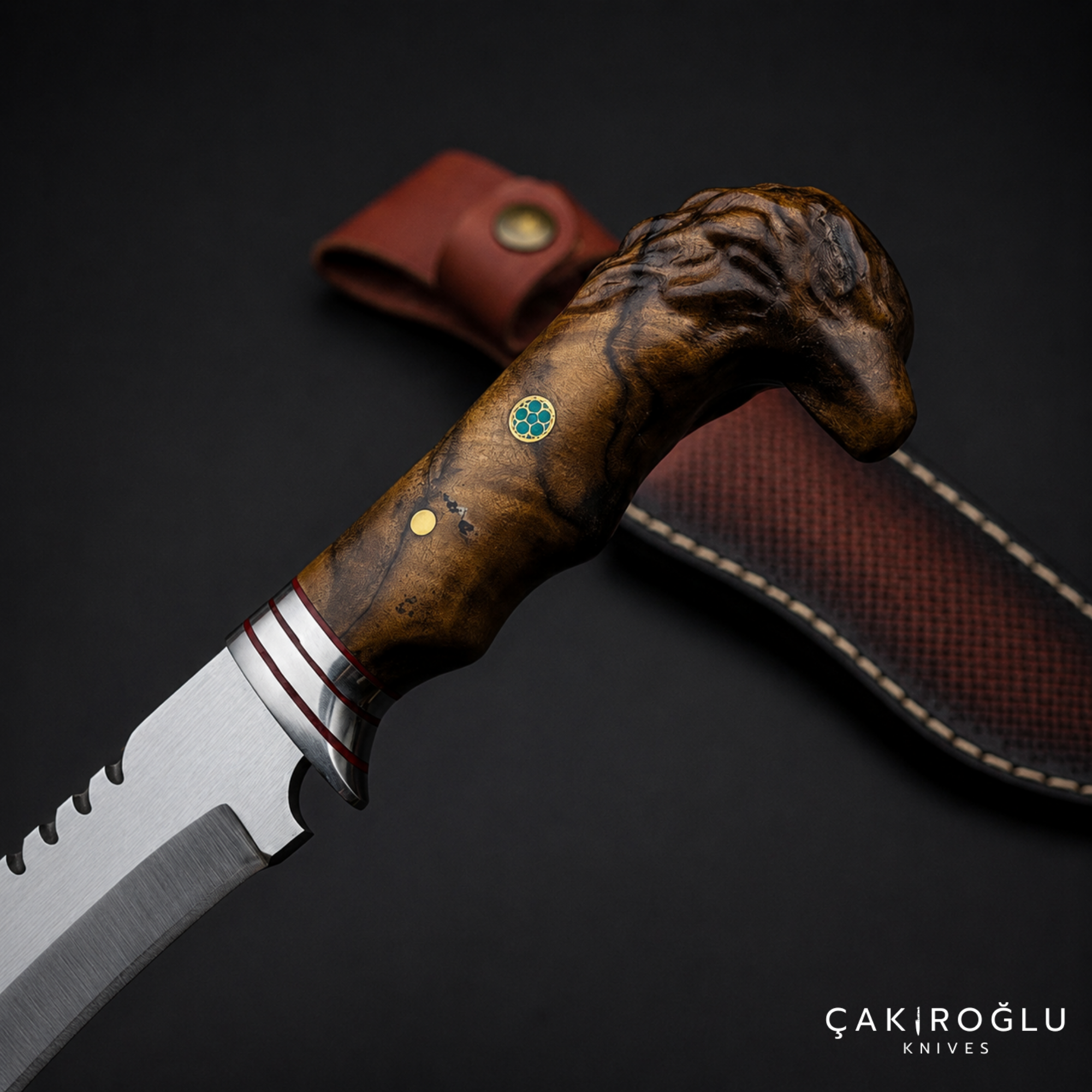 Eagle Head Custom Handmade Hunting Knife with Sheath, 4116 Stainless Steel