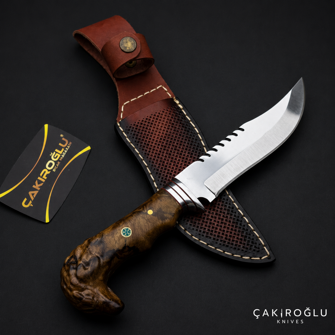 Eagle Head Custom Handmade Hunting Knife with Sheath, 4116 Stainless Steel