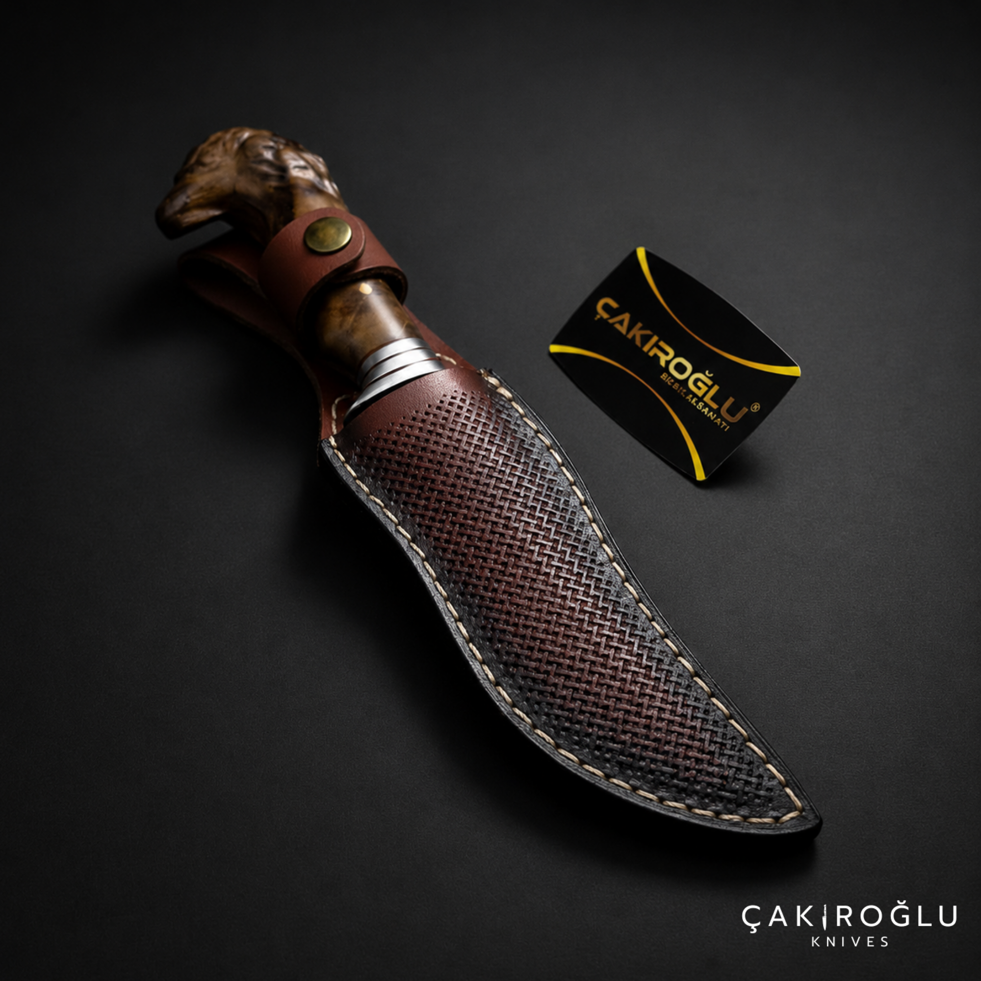 Eagle Head Custom Handmade Hunting Knife with Sheath, 4116 Stainless Steel
