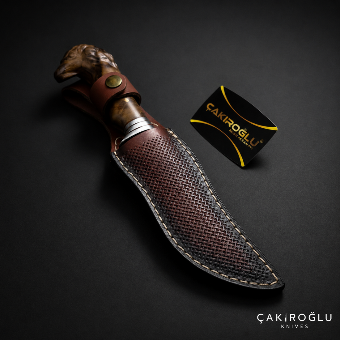 Eagle Head Custom Handmade Hunting Knife with Sheath, 4116 Stainless Steel