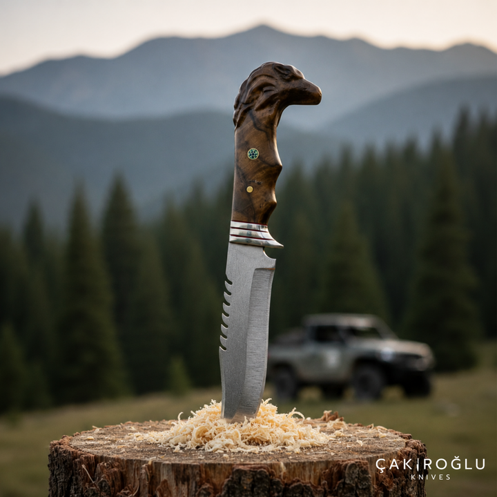 Eagle Head Custom Handmade Hunting Knife with Sheath, 4116 Stainless Steel