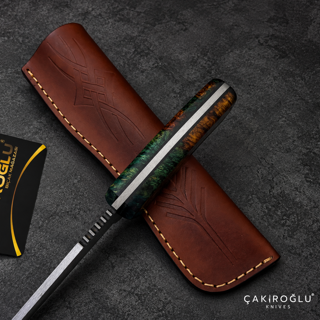Handmade Damascus Steel Hunting Knife with Sheath - Stabilize Handle