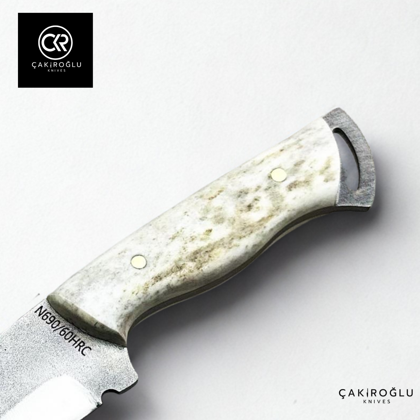 Handcrafted Custom Hunting Knife - N690 Böhler Steel & Deer Antler Handle