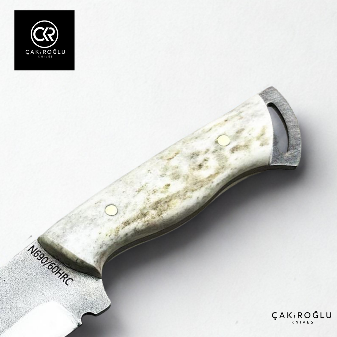 Handcrafted Custom Hunting Knife - N690 Böhler Steel & Deer Antler Handle