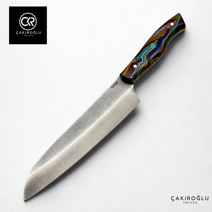 Santoku Model Handcrafted Chef Knife - Böhler N690 Steel & G-carta Handle