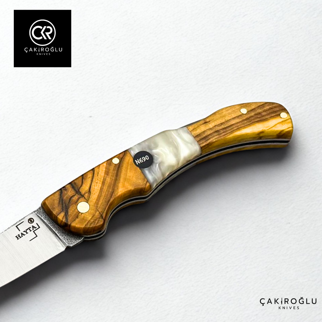 Hayta V1 Pearl White Handcrafted Pocket Knife