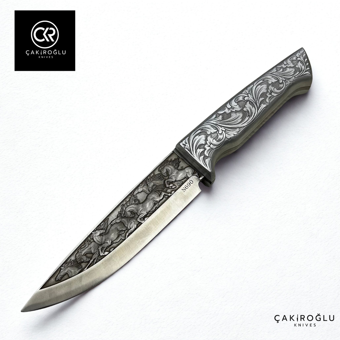 Custom-made Handcrafted 3d Engraved Collection Knife - Engraved Handle