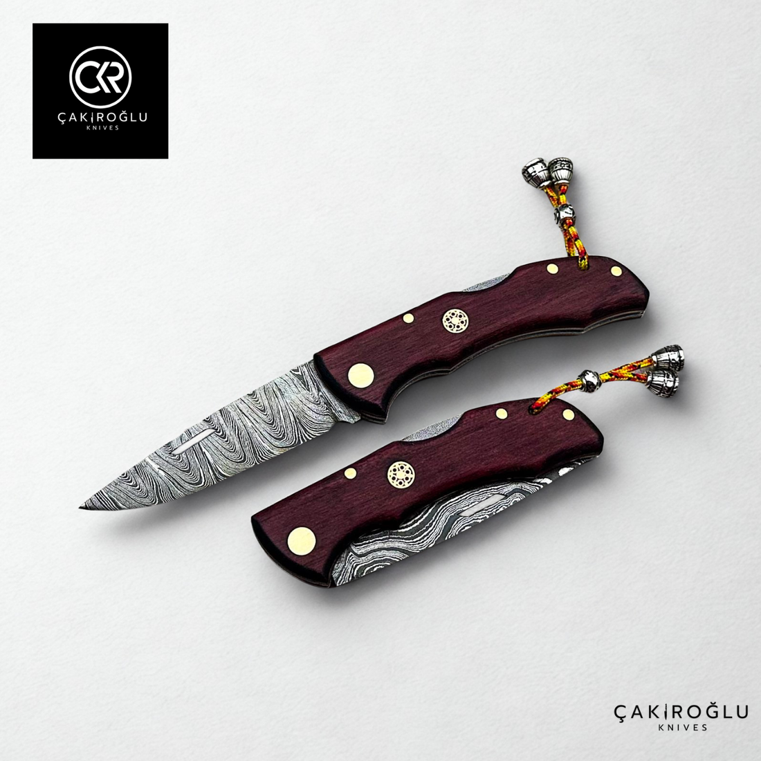 Showy Series Handcrafted Folding Knife - Damascus Steel & Morgül Wood Handle
