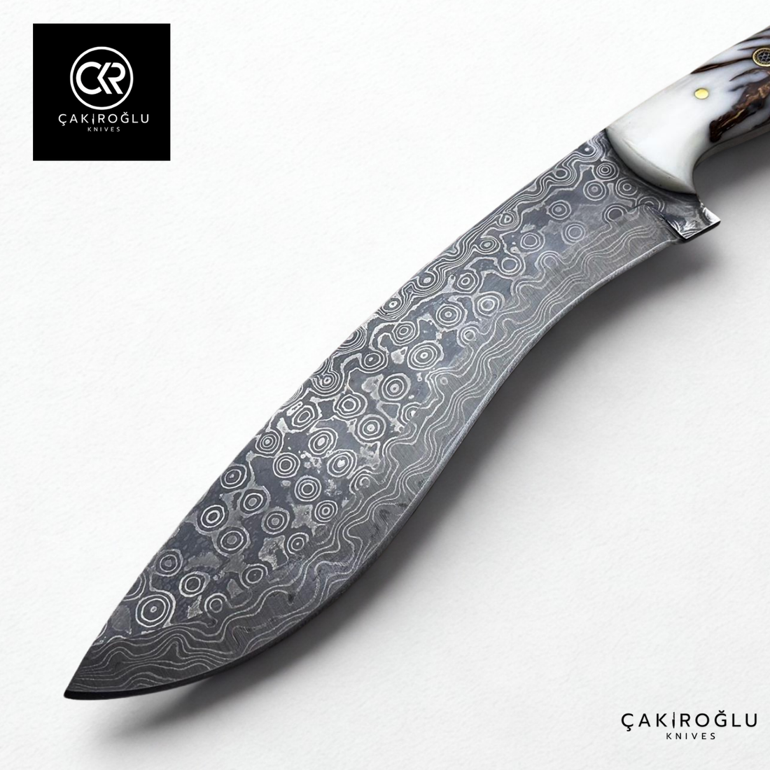 Çakıroğlu Handcrafted Damascus Kukri Model Machete with Pine Cone Epoxy Handle