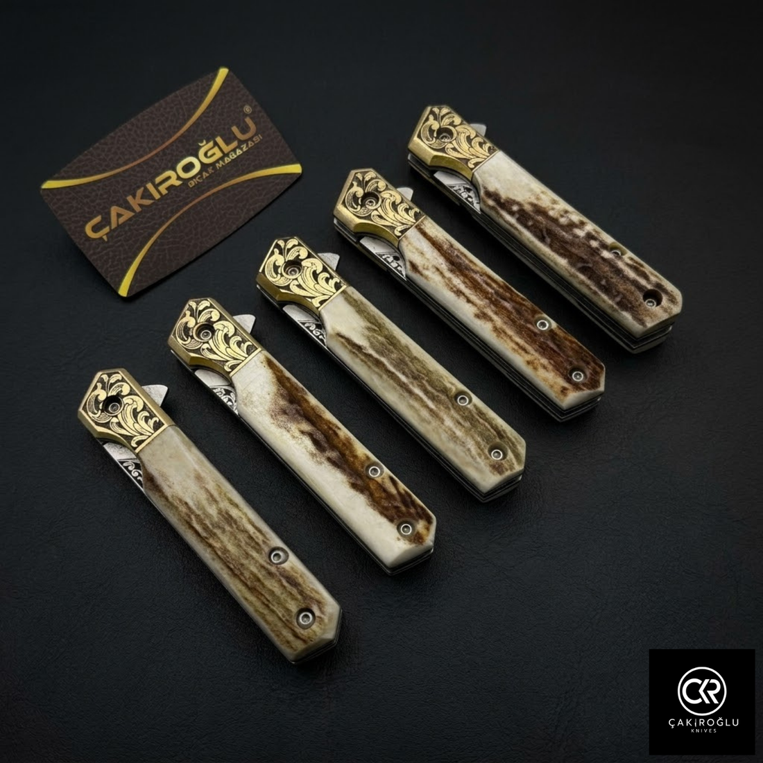 Gentleman Plus - Handcrafted Engraved Böhler N690 Steel Folding Knife with Deer Antler Handle