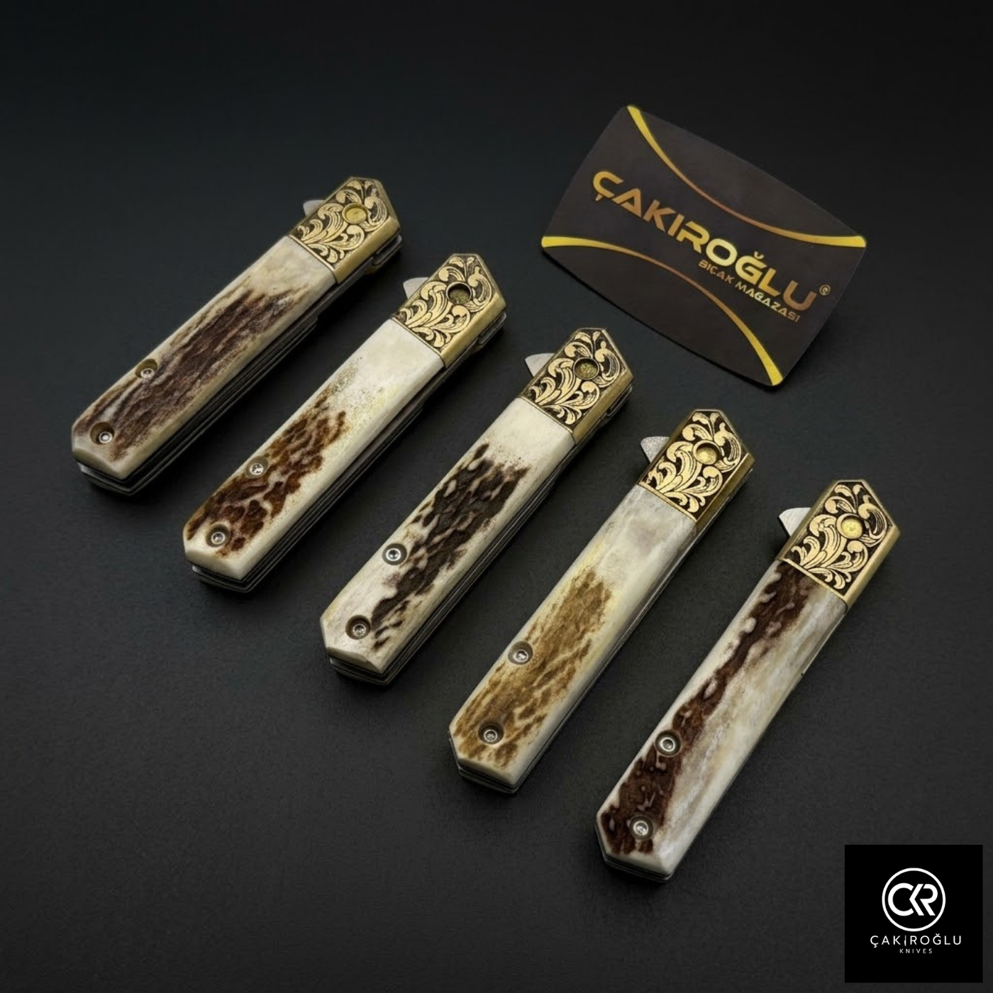 Gentleman Plus - Handcrafted Engraved Böhler N690 Steel Folding Knife with Deer Antler Handle
